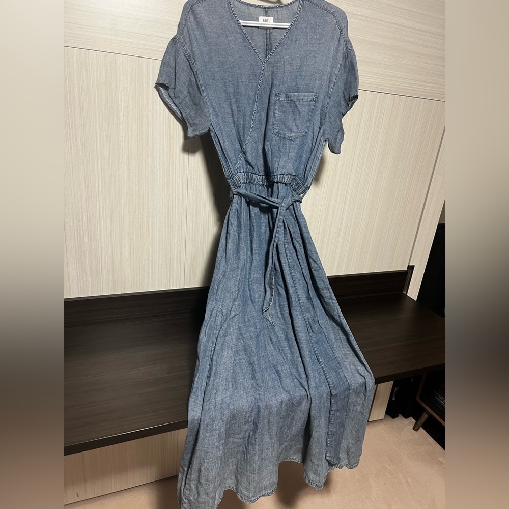 Wash Lab Denim BoHo Cowgirl Short Sleeve Maxi Dress size L